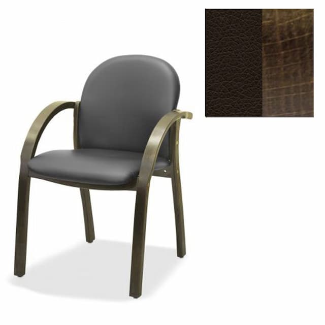 Офисный стул Юнитекс Джуно люкс экокожа премиум тёмно-коричневая CN1113/дерево-тёмный орех аида