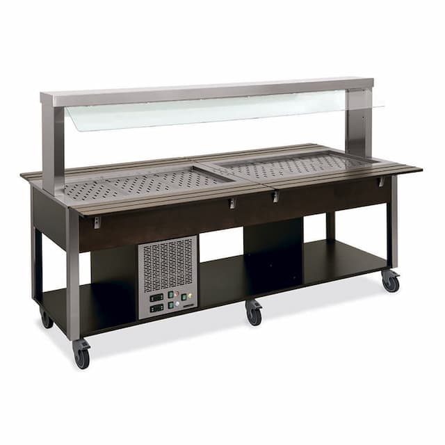 Стол Шведский комбинированный (защитное стекло статичное) MetalCarrelli 6920.4F2-W (венге)